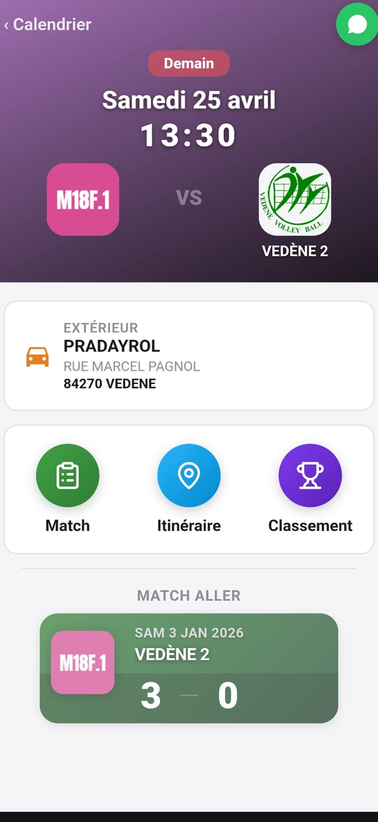 Fiche match VolleyCal